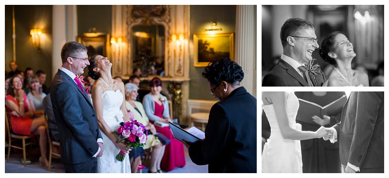 Savile Club Wedding Photographer Ceremony Bride Laughter